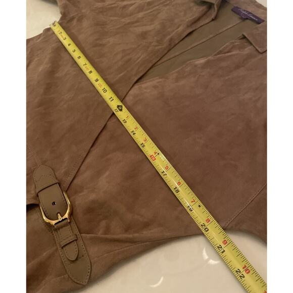 Ralph Lauren Collection Purple Label Suede Midi Shirt Dress Leather Wrap Buckle - Picture 9 of 16